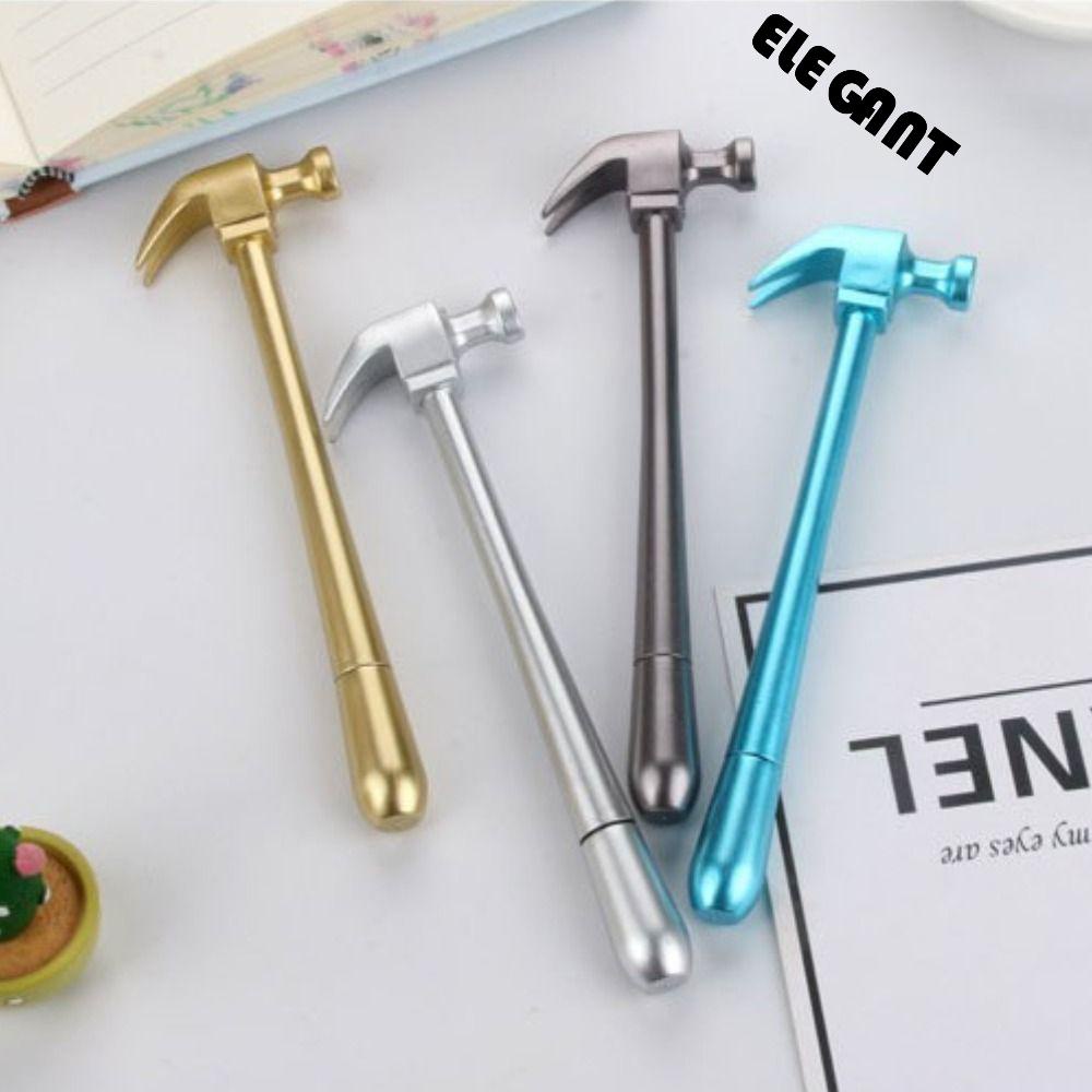 【 ELEGANT 】 Hammer Neutral Pen 0.5mm Warna Metalik Tinta Biru Alat Kantor Mengambil Catatan Hadiah Lucu Penandatanganan Pen