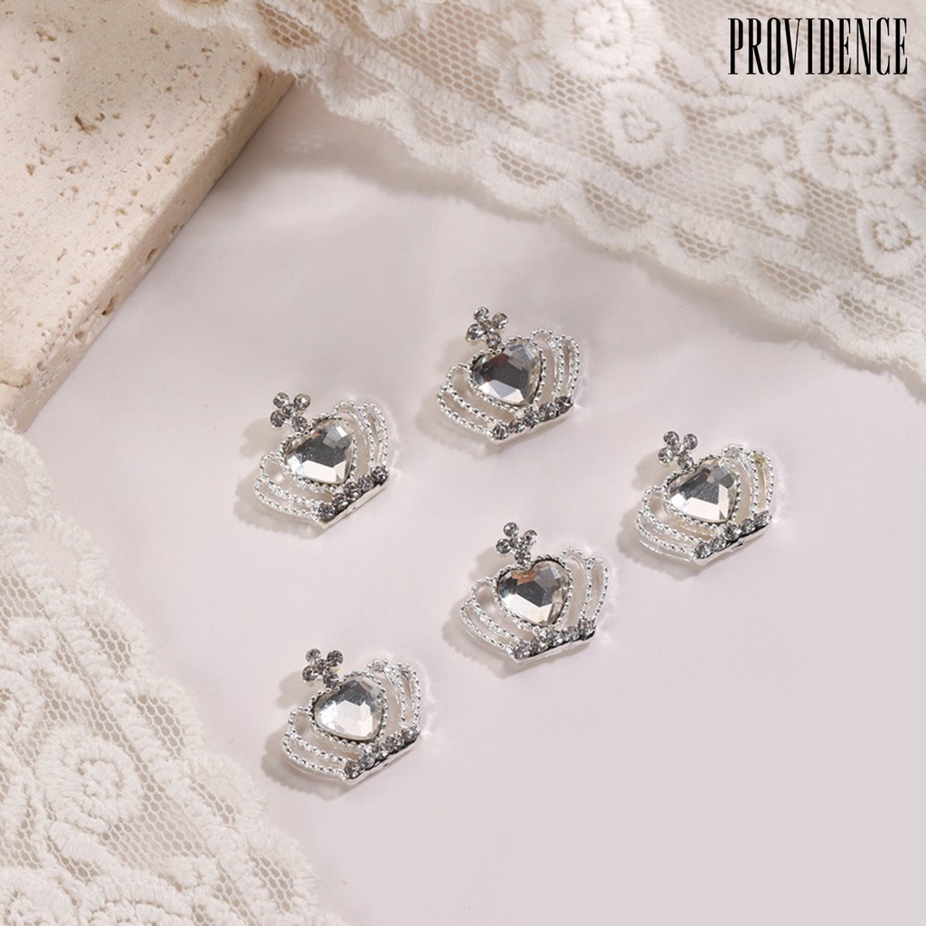 Providence 10 Pcs Shiny Love Heart Nail Rhinestone Multicolor Alloy Mahkota Kuku Charms Perhiasan Aksesoris