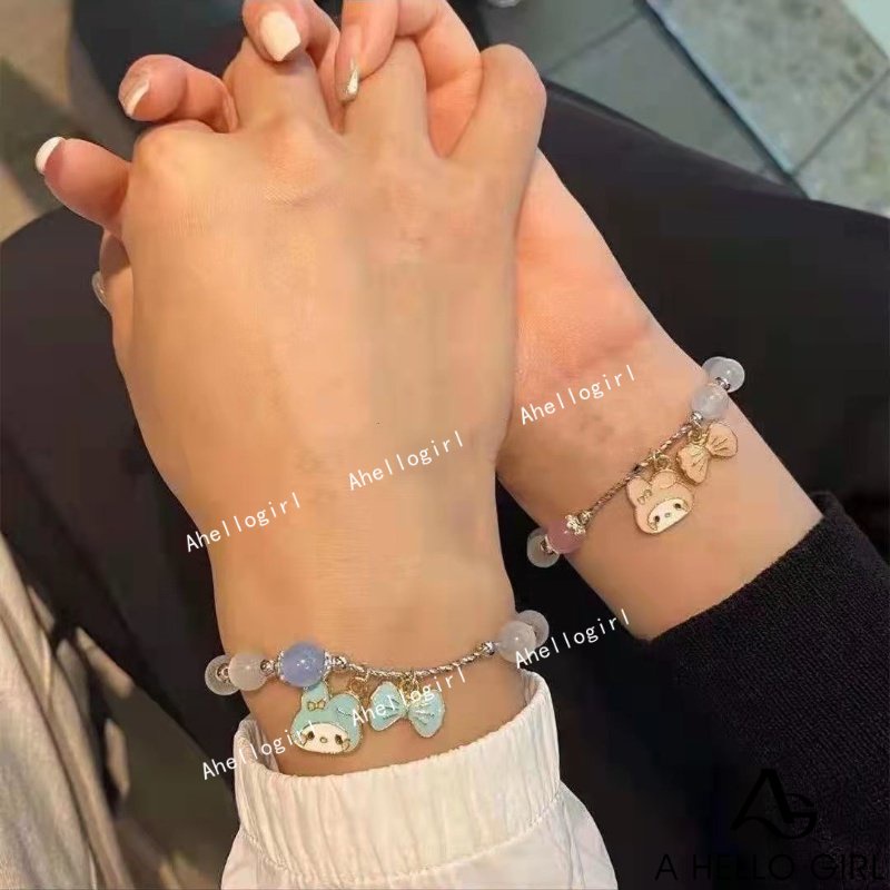 Gelang Tangan Rantai Aksen Batu Opal Imitasi Motif Kartun HELLO Kitty Untuk Wanita 2022