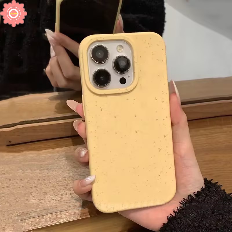 Luxury Simple Solid Color Phone Case Compatible for IPhone 7Plus XR 11 13 14 12 Pro Max 8Plus X XS MAX 7 8 Plus Solid Color Degradable Frame Skin Feel Anti-Fall Hard Cover