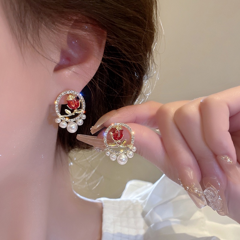 Anting mutiara dessyulip temperamen fashion wanita gaya vintage