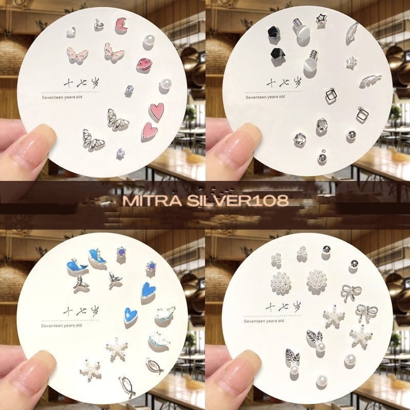 7 Pasang Anting Tindik Tusuk 1 Set Korea Fashion Stud Earrings Korean Style untuk Wanita ER 01