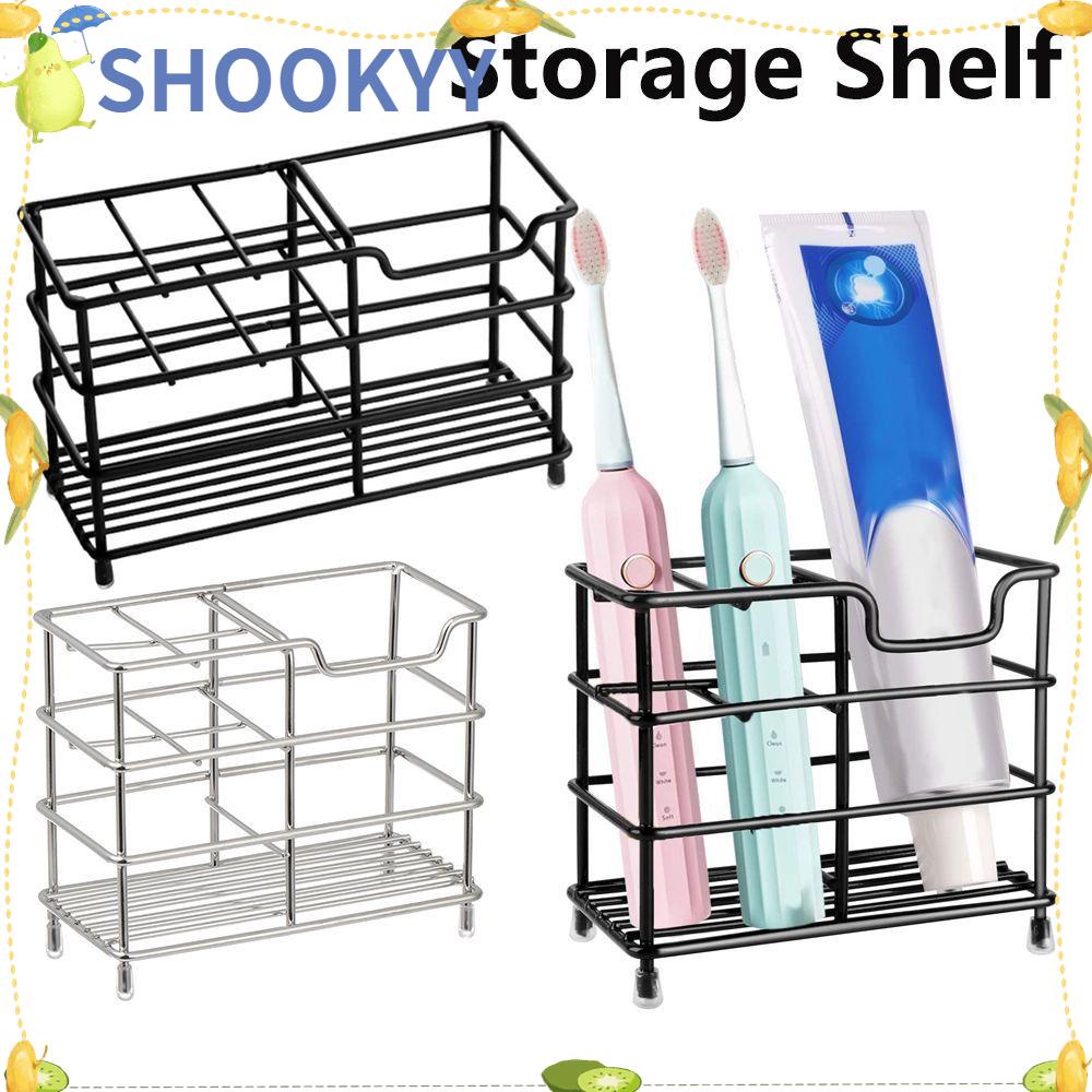 CHOOKYY Rak Tempat Sikat Gigi Tahan Karat Hemat Ruang Stainless Steel Organizer Dapur Stand