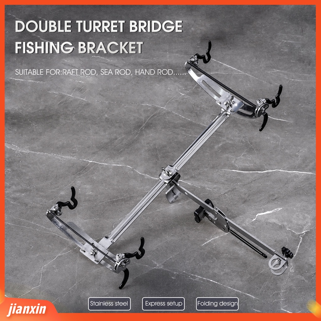 (In Stock) Bracket Pancing Jembatan Multi Sudut Adjustable Portabel Stainless Steel Lipat Rakit Dukungan Memancing Untuk Memancing