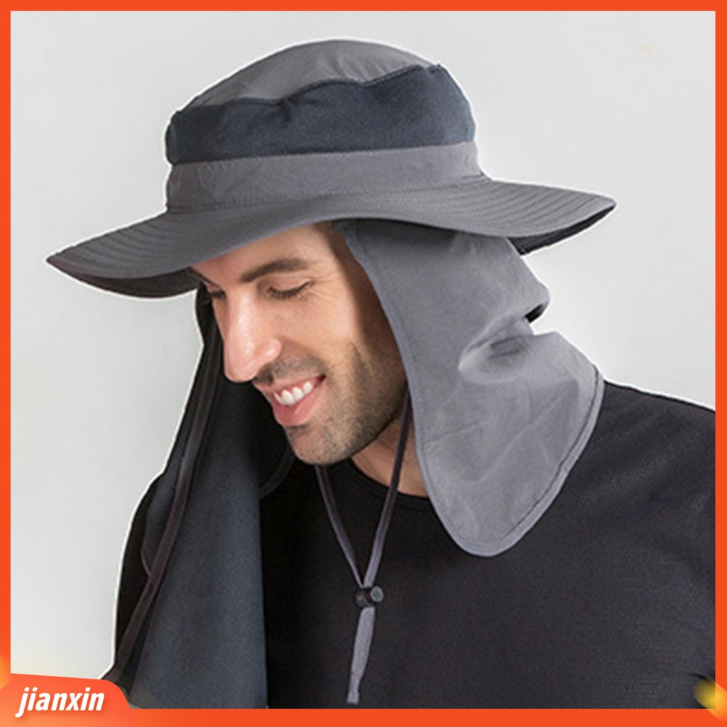 (In Stock) Fisherman Hat Adjustable Anti-UV Cepat Kering Pelindung Matahari Pinggiran Besar Peneduh-Perlindungan Topi Bersepeda Pasokan Luar Ruangan