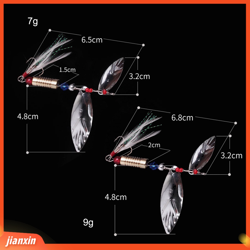 (In Stock) 10Pcs /Set 7g /9g Berputar Memancing Spinner Permukaan Terang Logam Memancing Payet DIY Umpan Umpan Kait Spinnerbait Untuk Outdoor