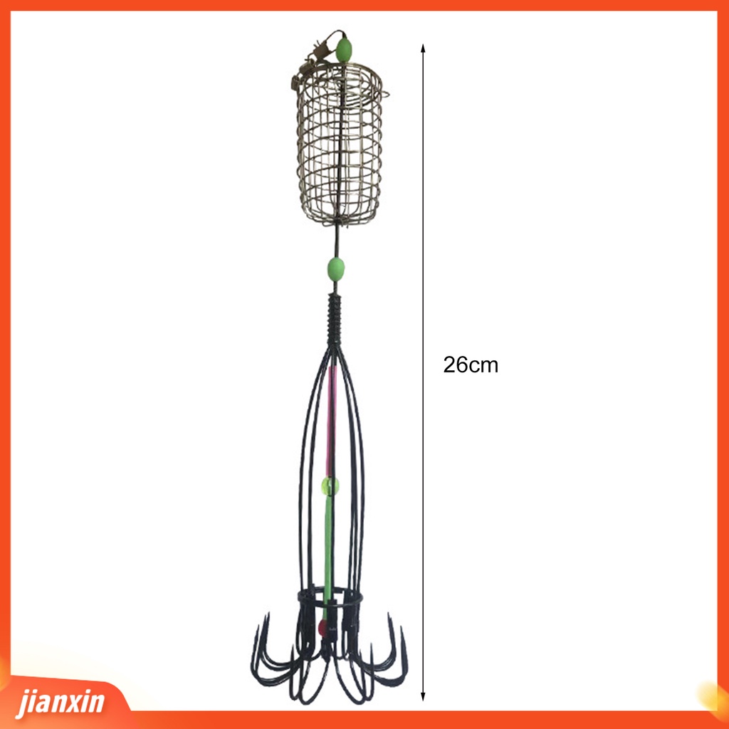 (In Stock) Kandang Kait Ikan Bahan Metal Kokoh Memakai Pengumpan Kail Ikan Dengan Delapan Cakar Untuk Memancing