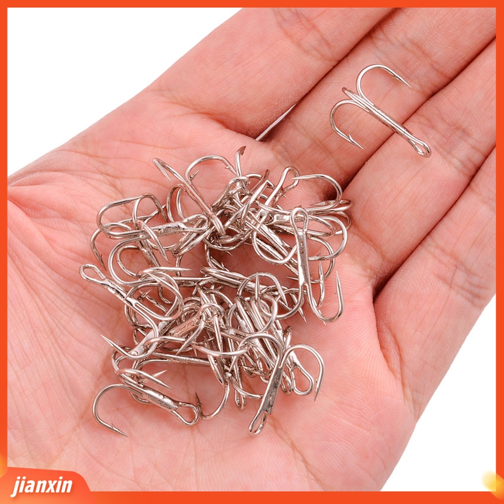 (In Stock) 50Pcs Portabel Tajam Anti-Korosi Barb Treble Hook Ikan Memancing Aksesori