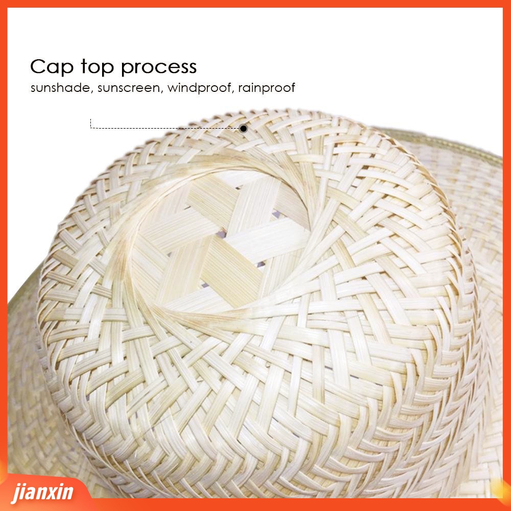 (In Stock) Pria Wanita Menenun Bambu Musim Panas Outdoor Perlindungan Matahari Pinggiran Lebar Topi Jerami Topi