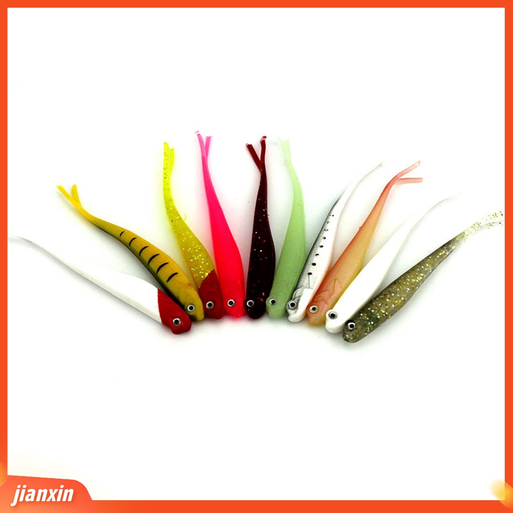 (In Stock) 10Pcs/ Lot Multicolor Plastik Lembut 3D Mata Lures 13cm Umpan Pancing Tackle Tools