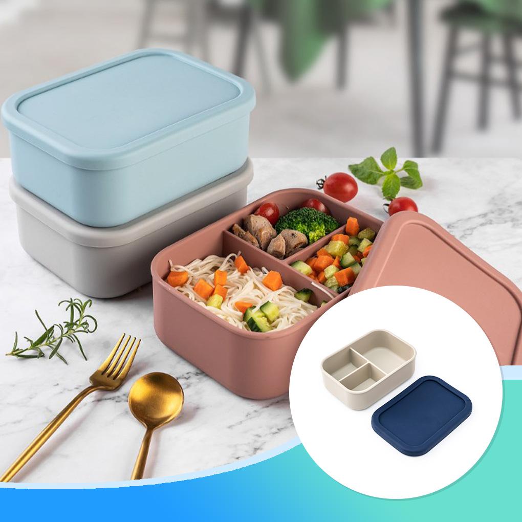 700ml Kompartemen Lunch Box Silikon Kerja Kantor Sekolah Piknik Makanan Buah Pie Sandwich Breakfast Container Lunchbox