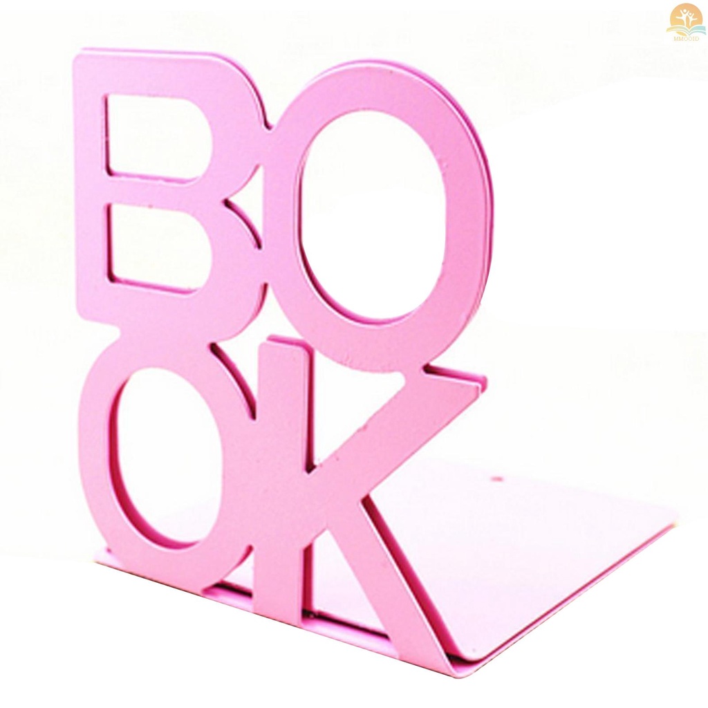 In Stock 1pasang Buku Huruf Rak Buku Besi Dekorasi Kantor Anti Slip Bookends