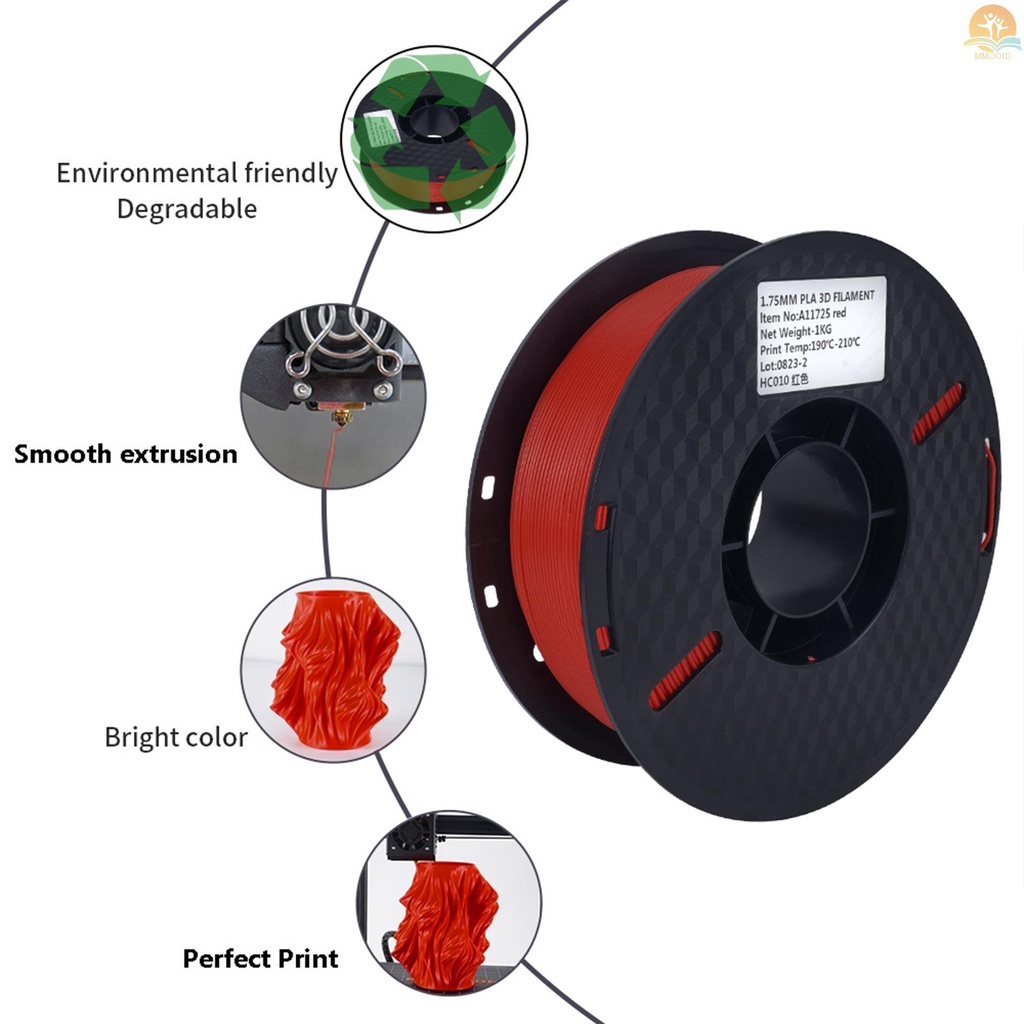 In Stock KINGROON 3D Printer PLA Filament 1KG 1.75mm Bahan Printing 3D Berkualitas Tinggi Degradable Ramah Lingkungan Plastik Dimensi Akurasi+/-0.02mm Standar 1rol