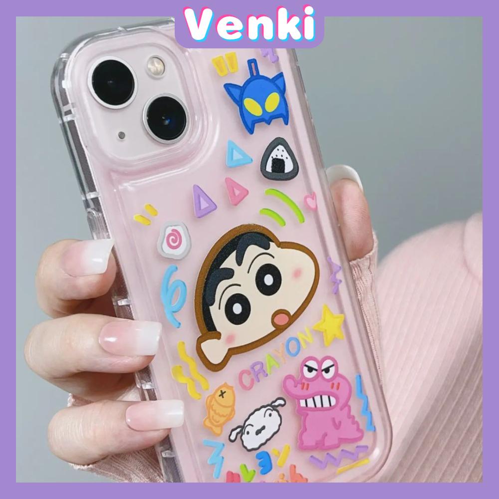 VENKI - Untuk iPhone 11 Case Bening Lembut TPU Bingkai Foto Airbag Phone Case Tahan Guncangan Perlindungan Kamera Karakter Kartun Kompatibel dengan iPhone 14 13 Pro Max iPhone 12 Pro Max 7 8