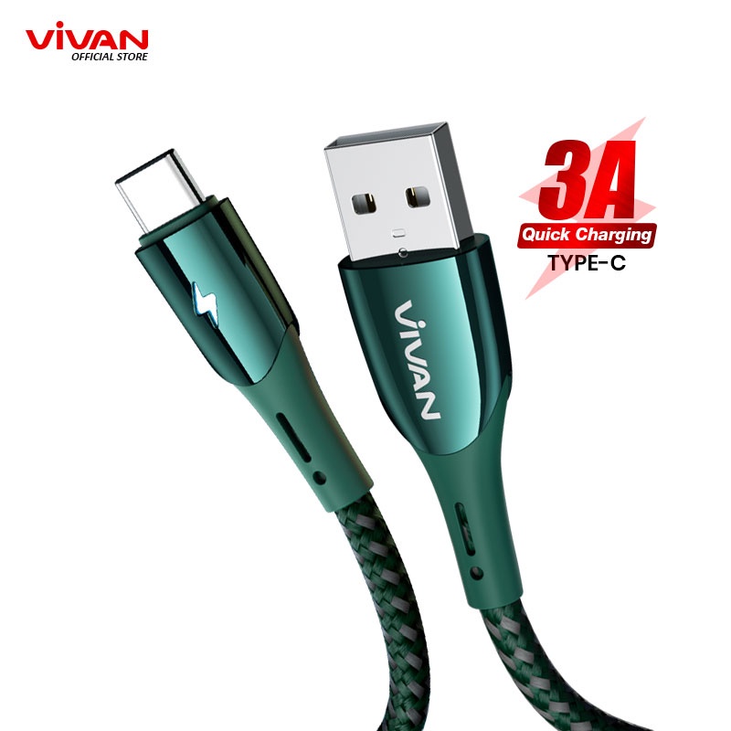 VIVAN Kabel Data Type-C VZC100S NEW 3A Smart Chip Automatic Power-Off QC3.0 100CM Garansi Resmi 1 Tahun