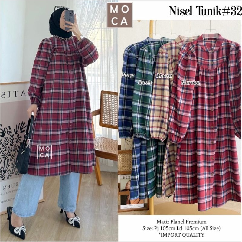 NISEL TUNIK #32-32 ORI MOCA | Ld105 Flanel Premium