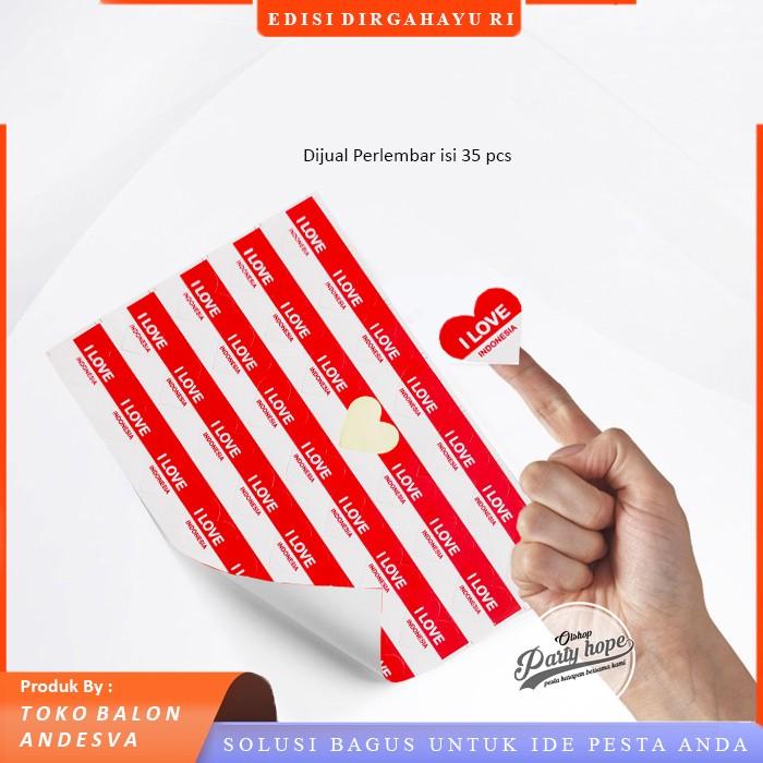 

( isi 35 ) Stiker pipi merah putih bentuk hati / stiker pipi bendera hati i love