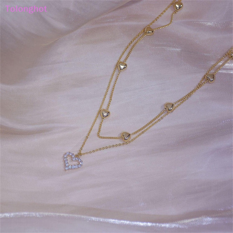 Tolonghot&gt; Fashion Baru Perhiasan Wanita Cinta Kalung Ganda Pesta Perjamuan Pasangan Hadiah Ulang Tahun Mengenang Hadiah well