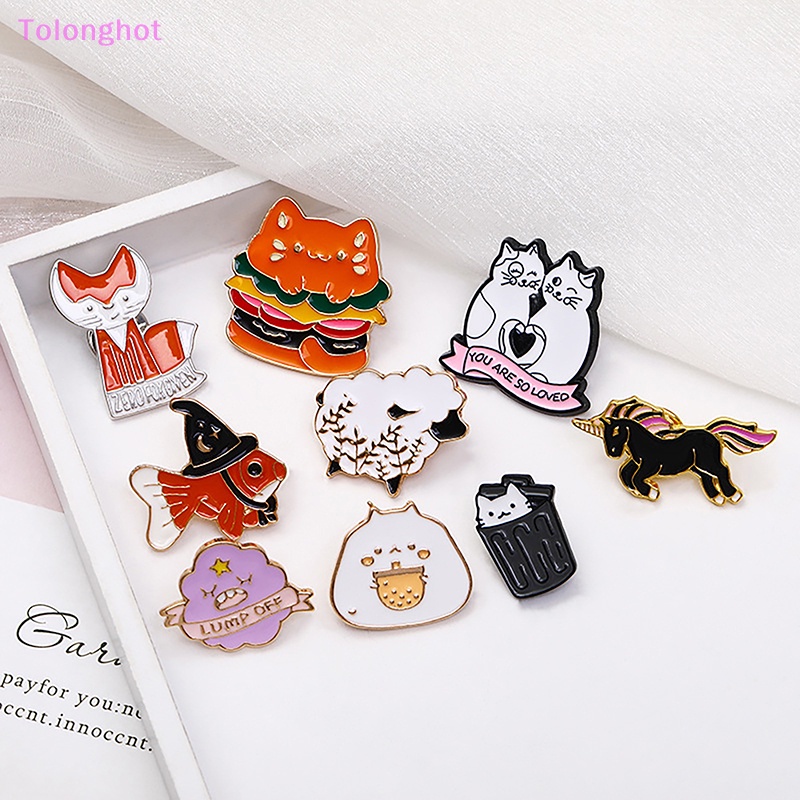 Tolonghot&gt; Kreatif Kartun Hewan Makanan Bros Kucing Hamburger Enamel Pin Kemeja Tas Kancing Lencana Hadiah Untuk Teman Anak-Anak Kerah Pin Perhiasan well