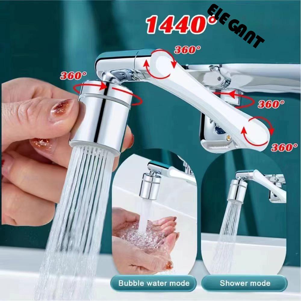 【 ELEGANT 】 Faucet Extender1440/Alat Pemanjang Kran Air° Tembaga Anti Splash Rotatable Hemat Air Aksesoris Kamar Mandi Dapur Kran Aerator