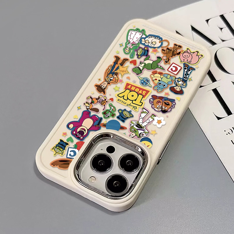 IPHONE Casing Ponsel Lucu Kompatibel Untuk Iphone14 13 12 11 Pro Max XS X Xr8 +7Plus Casing Lembut Tombol Silikon Logam Shockproof Cover Cell Precticer