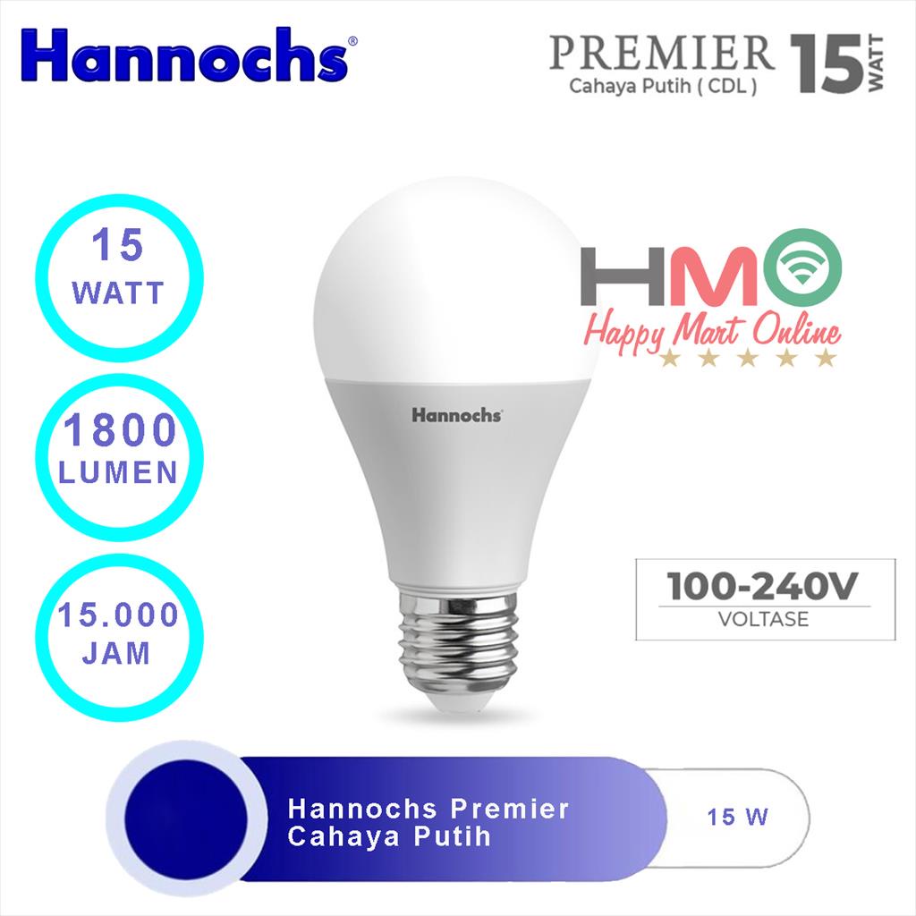 Lampu LED Hannochs Premier 15 Watt Cahaya Putih 15W 6500 K Cool Day Light