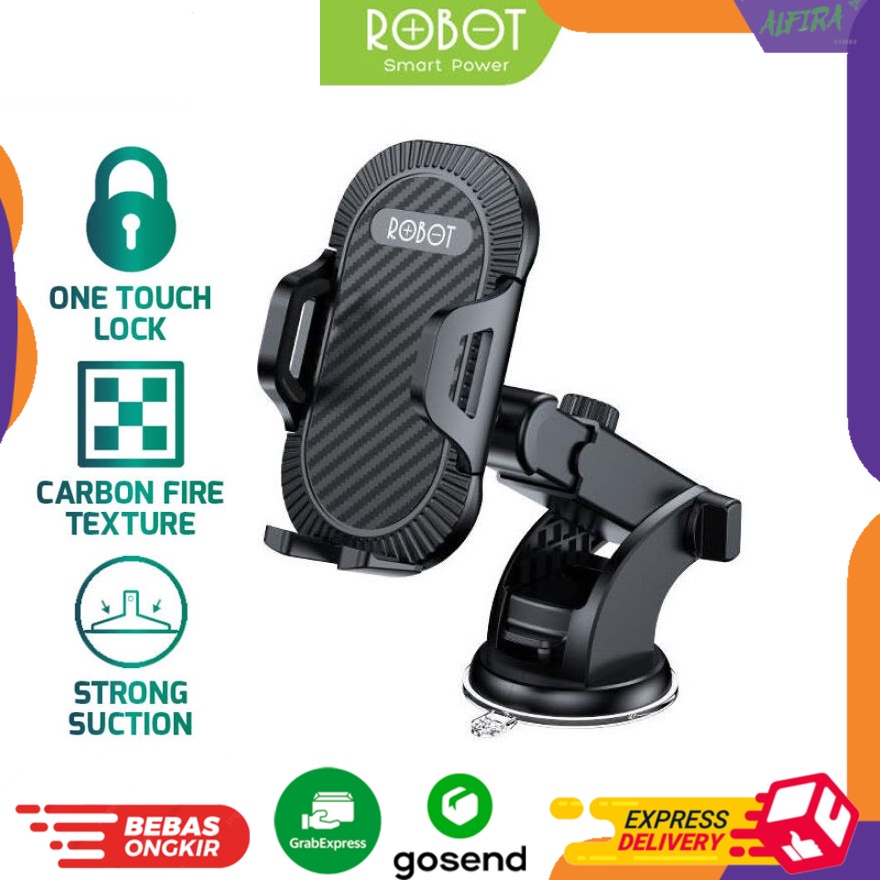 Universal Car Holder Dudukan HP ROBOT Suction Cup Automatic Lock 360° RT-CH12 - Garansi Resmi 1 Tahun