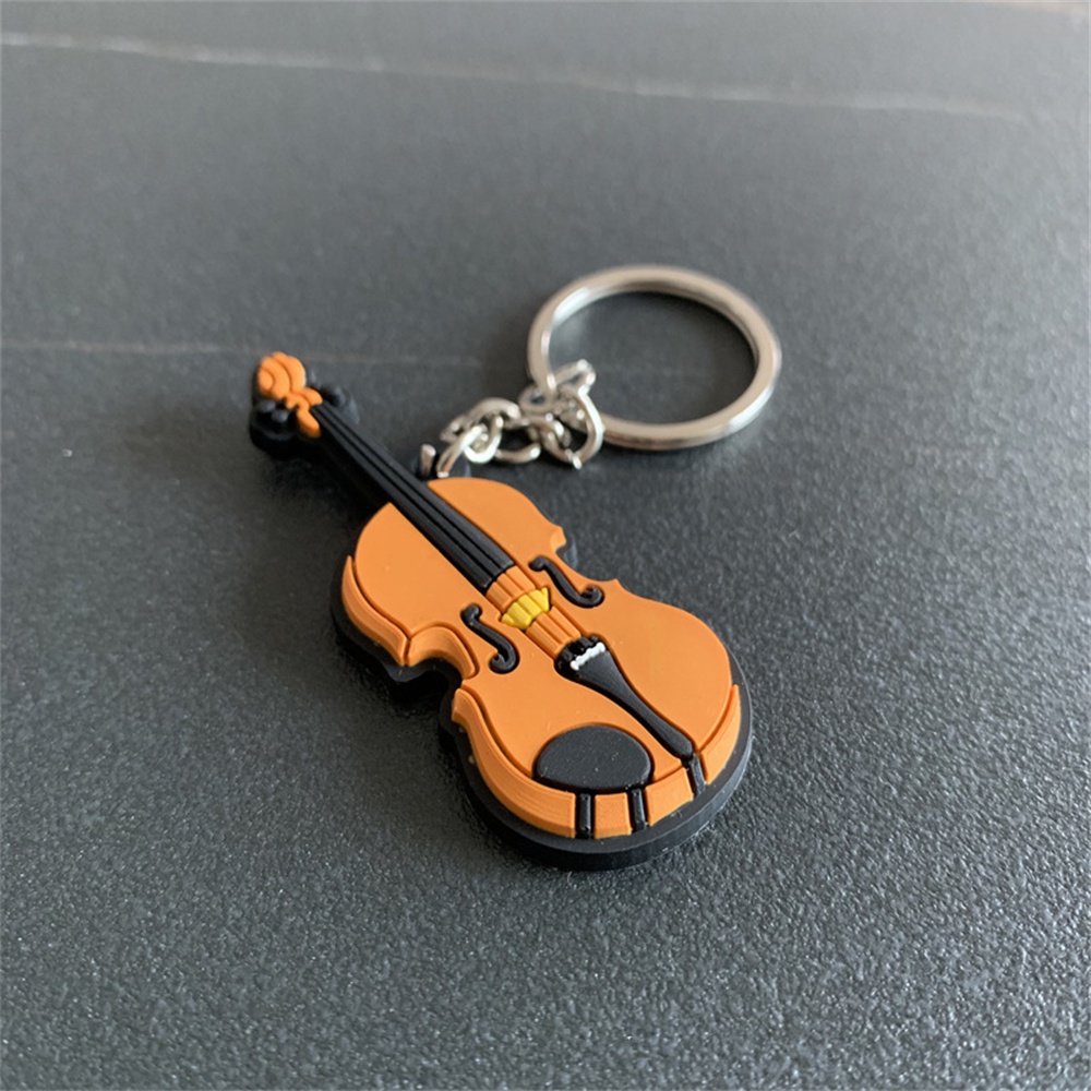 Kreatif Alat Musik Gantungan Kunci Trendi Gitar Biola Saxophone Silikon Keyrings Untuk Pria Wanita Gantungan Kunci Mobil Aksesoris