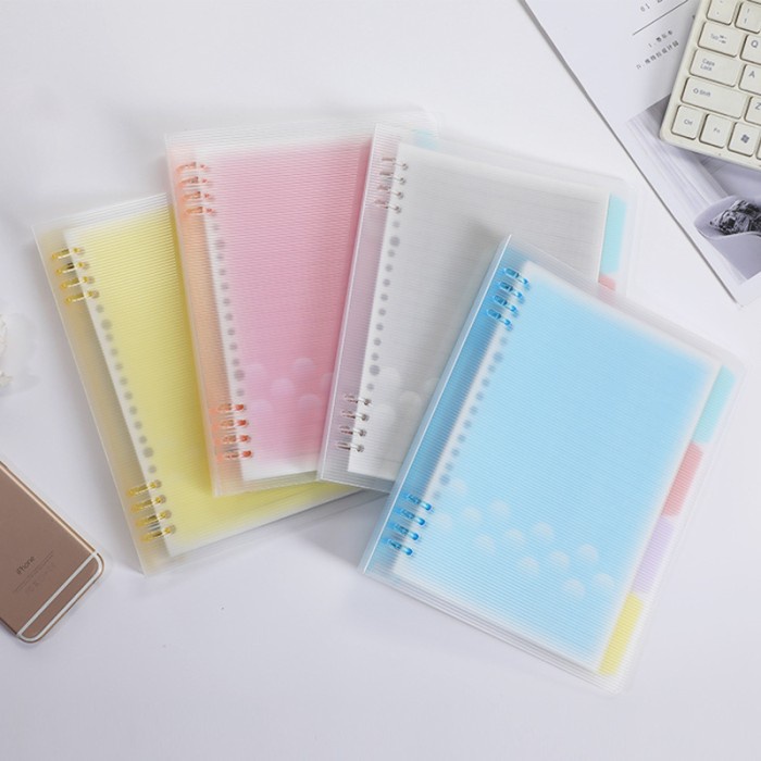 

[DD] Binder A5/B5 Spiral Berwarna Transparan Plastik Tebal Include Kertas - A5 Putih