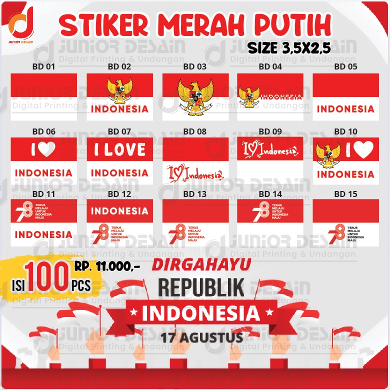 

kirstutrendy Sticker Pipi Merah Putih ISI 100PCS | Tempelan Pipi Bendera TERMURAH