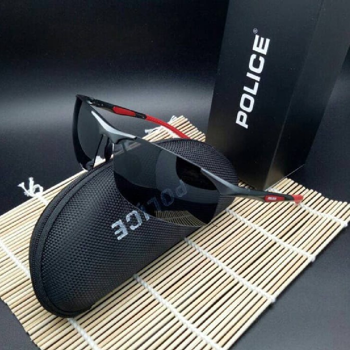 Kacamata Hitam Sunglasses Fashion Pria Sporty Police 1910 Super Fullset Free Cleaner Pembersih Kacam