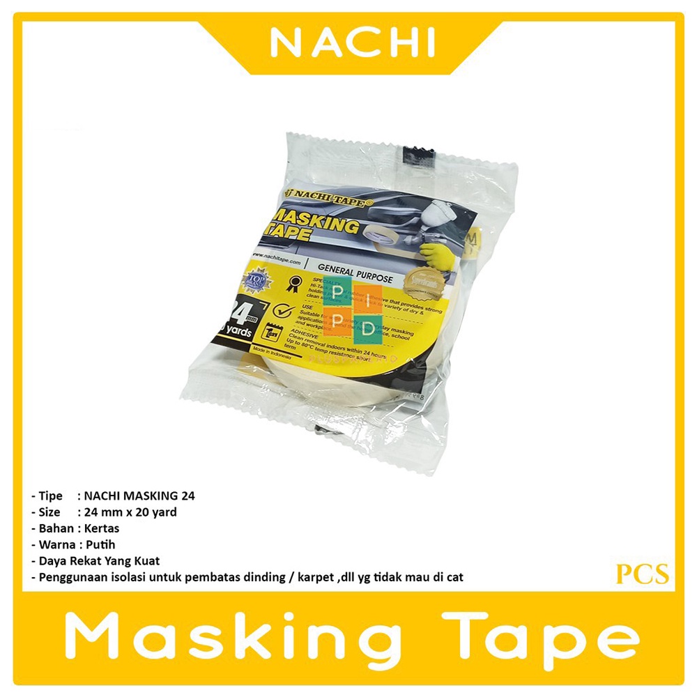 

NACHI - Lakban Masking Tape 24mm Lakban Kertas - Pcs