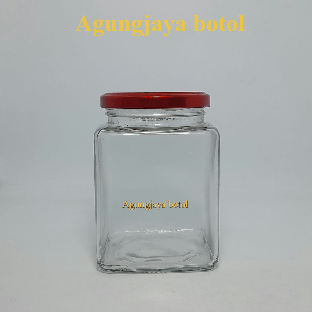 Jar Kaca 500 Ml Square Clear / Jar Kotak / Toples Kaca / Jar Cookies / Jar Madu / Jar Selai / Jar Co