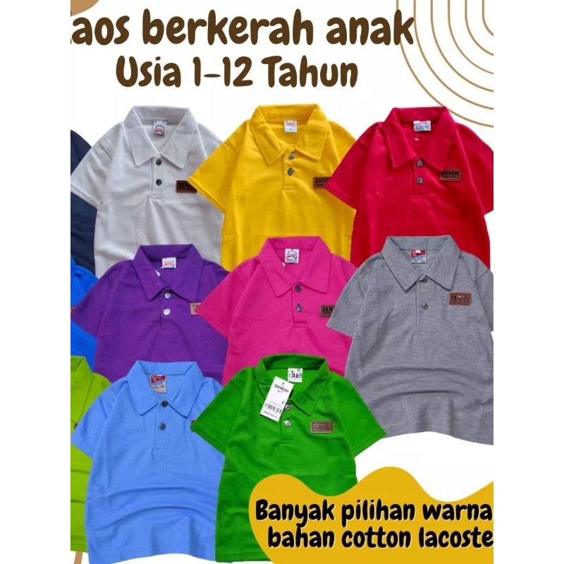 Baju Kaos kerah Anak Laki Laki perempuan Usia 1-10 Tahun | kaos kerah Anak Laki Laki Perempuan Kaos 
