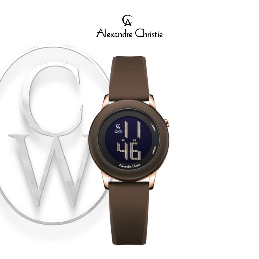 Jam Tangan Wanita Alexandre Christie Digi AC 9393 LHRRGBOBA Karet Digital Sporty Simple Minimalis Bu