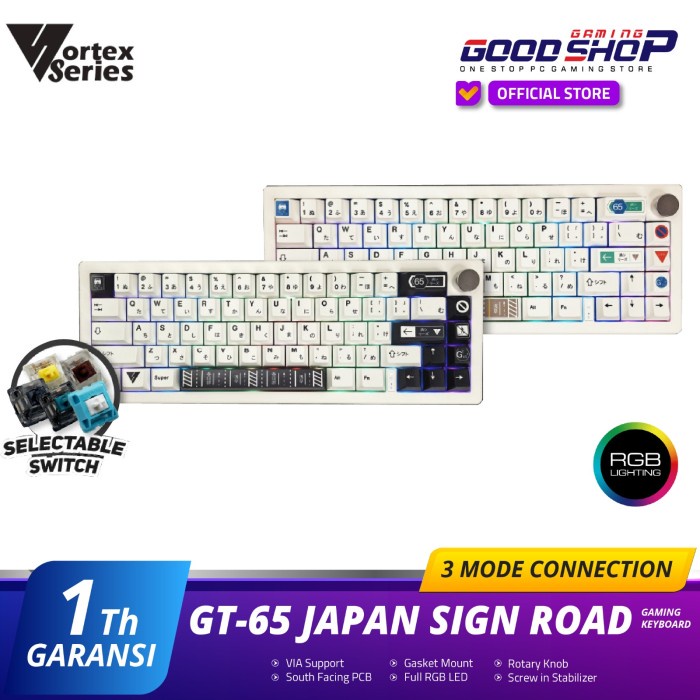 VortexSeries GT-65 Wireless Mechanical Keyboard Gasket Mount - Gateron Brown