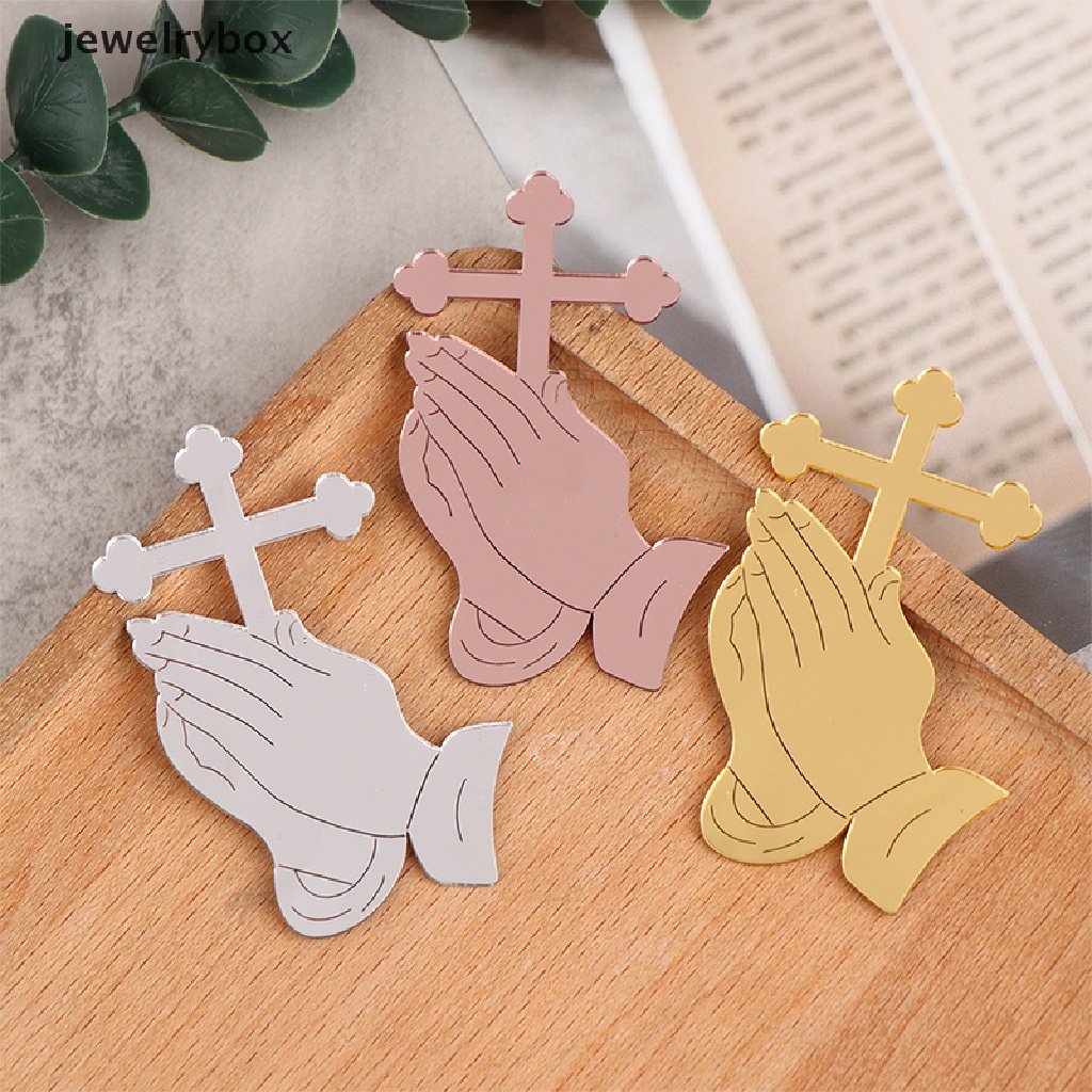 [jewelrybox] 1pc Mirror Acrylic Cross Cupcake Topper Hiasan Kue Pesta Baptis Butik