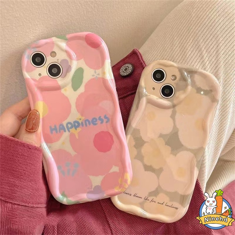 IPHONE Casing Kompatibel Untuk Iphone14 13 12 11 Pro Max X Xr Xs Max8 7 6 6s Plus SE 2020 ins Gaya Lukisan Minyak Musim Semi Bunga Segar Ponsel Case Lensa Menebal Shockproof Protection Cover