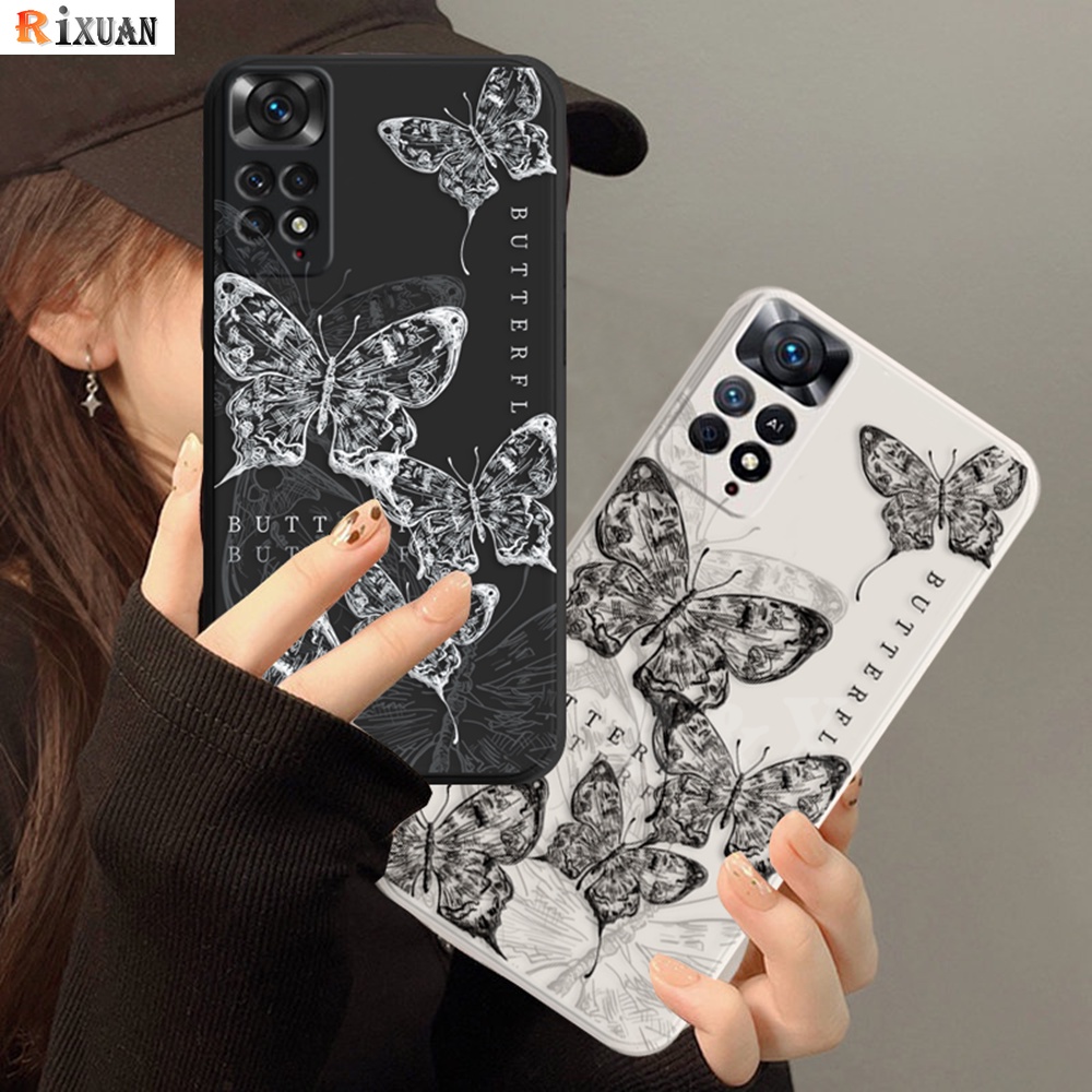 Redmi Note11 Pro Note11S 10C 10A 9C 9T 9A Note10 5G Note10S Note9 Note8 Note7 Poco M4 Pro M5S M3 X3 NFC F3 F4 GT Glitter Sketch Retro Kupu Kubus Lurus Soft Case RIXUAN