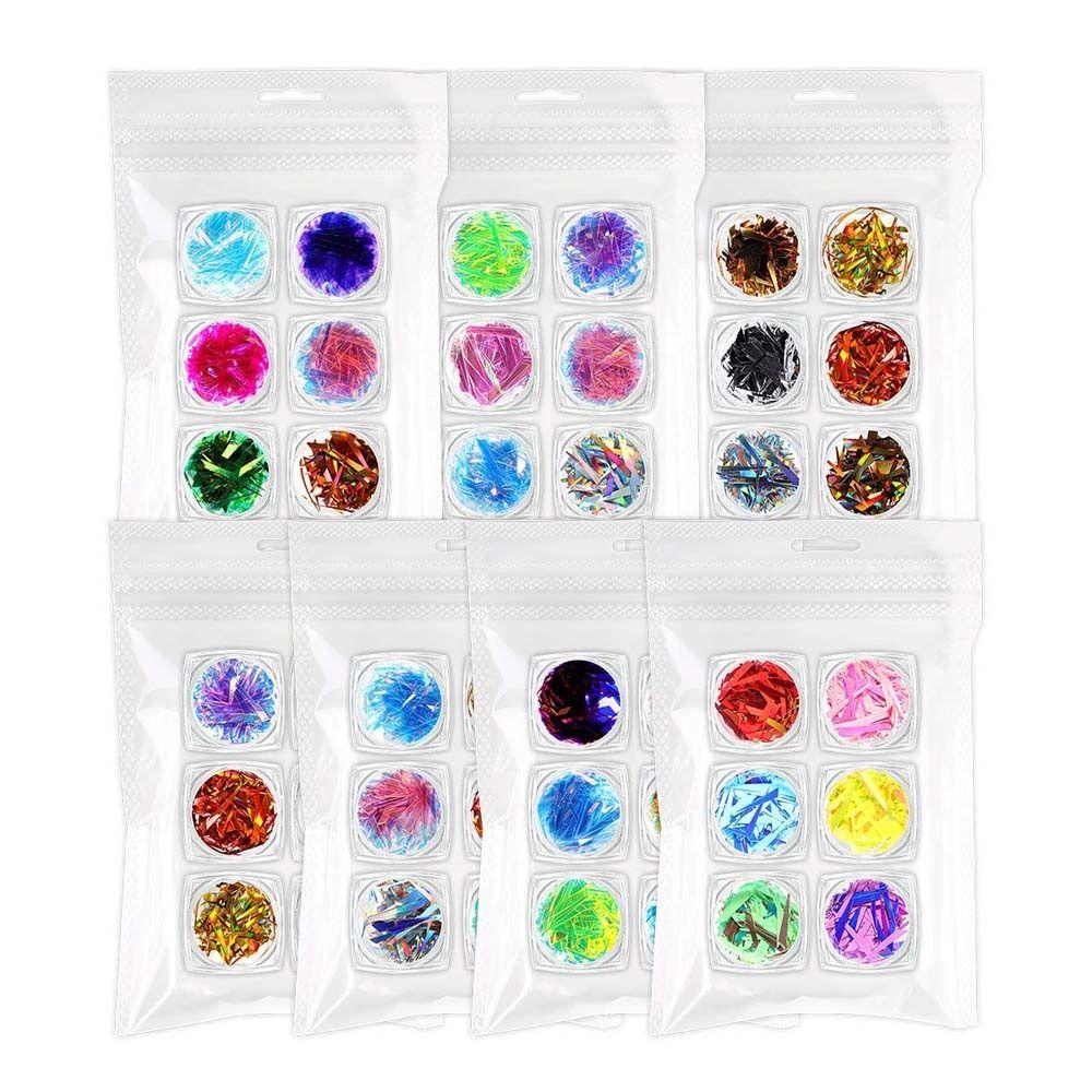 Needway Kuku Seni Dekorasi Wanita Fashion Tidak Teratur Berbentuk Cermin Glitter Decal Manicure Aksesoris Stiker Kuku Aurora Pecah Kaca Foil