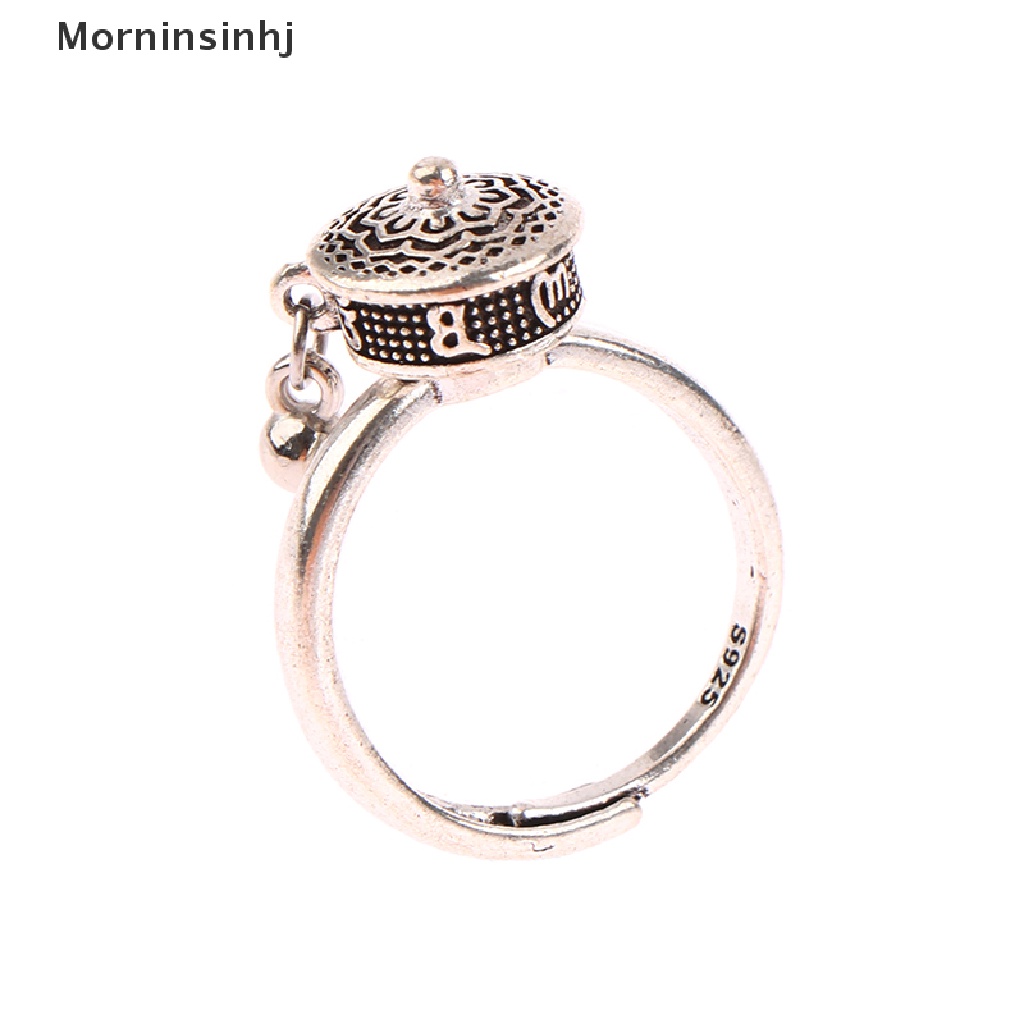 Mornin Buddhist Doa Tibet Roda Cincin Keberuntungan Cakra Cincin Lotus Bunga Cincin Terbuka Adjustable Rotag Rings Hadiah id