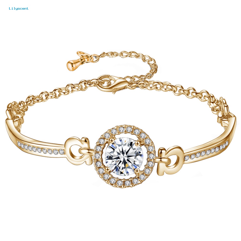 Lilyscent Mewah Cubic Zirconia Hias Adjustable Rantai Gelang Bangle Wanita Perhiasan Hadiah