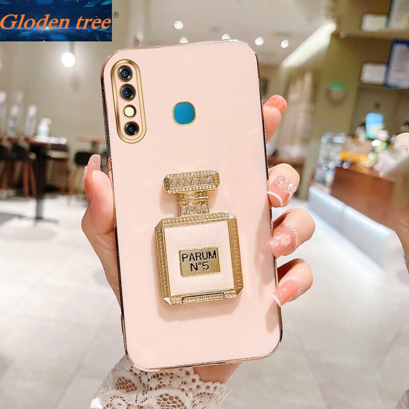 Gloden tree Casing Case Untuk Infinix Note10 Pro NFC Note10 Hot 9play Hot 8x650c Case Dengan Botol Parfum Lipat Kickstand Cakupan Penuh Camera Case