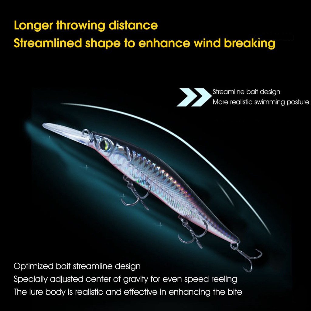 Cnn-14g/11cm Efisien Memancing Umpan Reflektif Berduri Treble Hook Ikan Kecil Umpan Alat Pancing