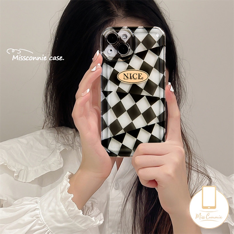 IPHONE Shockproof Airbag Soft Tpu Phone Case Kompatibel Untuk Iphone11 12 14 13 Pro Max7 6 8 6s Plus X XR 7Plus XS Max SE 2020 Couple Ins Art Stripe Diamond Irregular Pattern Cover