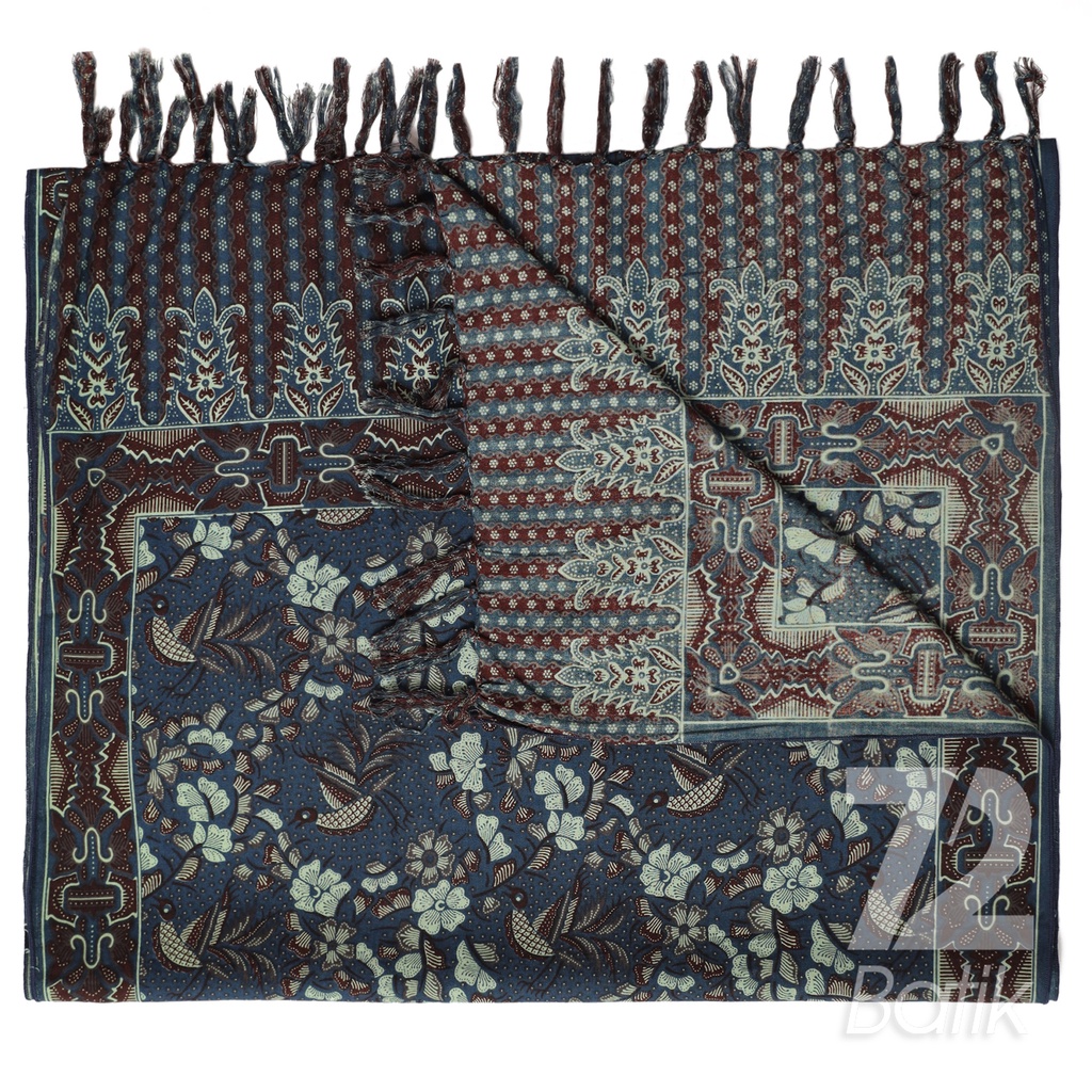 SYAL BATIK SCARFT Premium Motif Burung Gelatik Warna Biru 723339 Cap 72