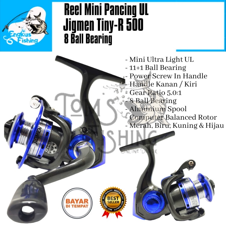 Reel Pancing UL Jigmen Tiny R-500 Mini (8 Bearing) Spool Alumunium Ultra Light Murah - Engkus Fishing