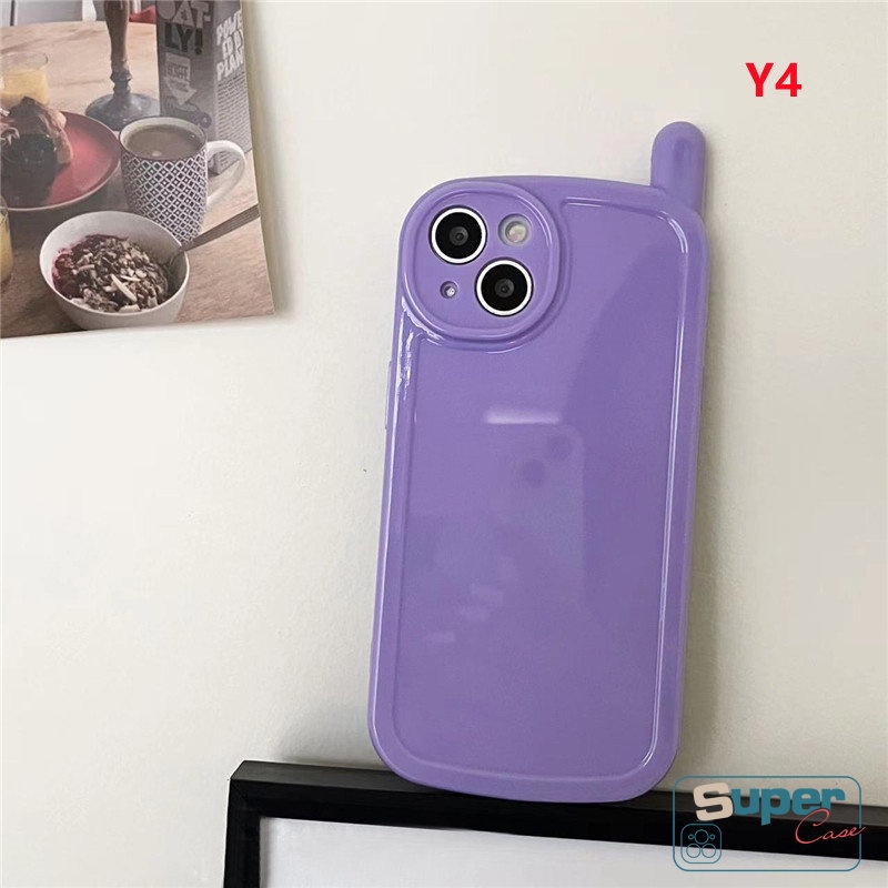 IPHONE Casing Ponsel Vintage Warna Solid Permen Macaron Sederhana Kompatibel Untuk Iphone7 8 14 Plus XR 13 11 12 Pro MAX X XS MAX SE 2020 Klasik Retro Desain Ponsel Glossy TPU Soft Cover