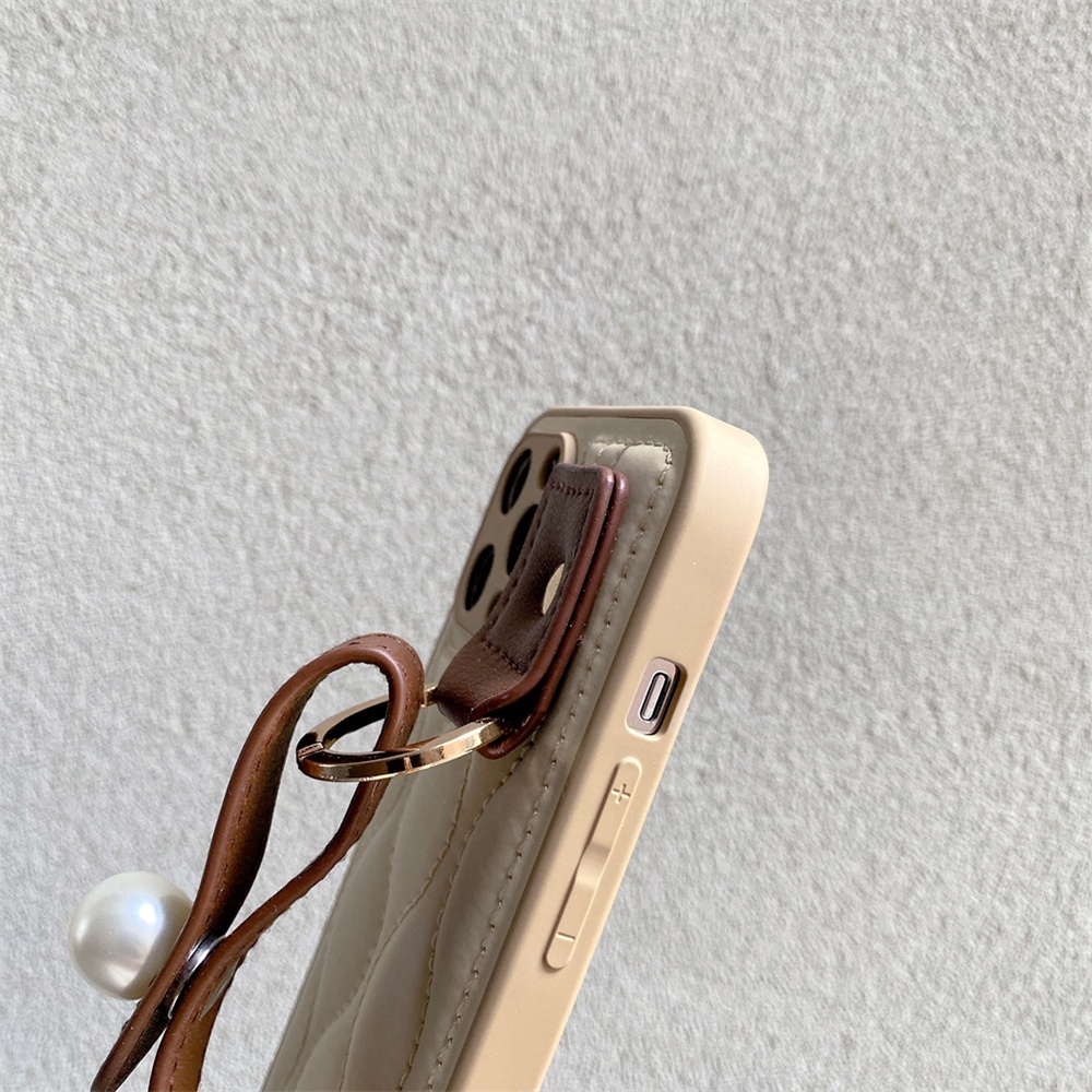 Wrist band Khaki Down Jaket Kamera Pelindung Casing iPhone 14 Pro MAX 11 12 13 Pro MAX The Puffer Case Untuk iPhone XS MAX XR Lembut Shockproof Cover