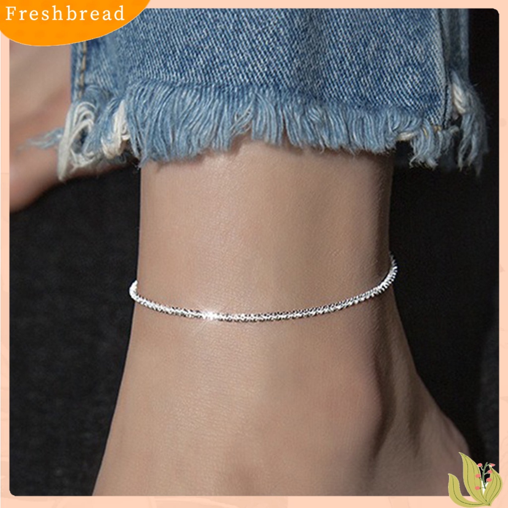 < Freshbread > 1Pc Gelang Kaki Berkilau Dipanjangkan Rantai Anti Karat Adjustable Indah Hias Tipis Minimalis Mengkilap Rantai Gelang Kaki Wanita Perhiasan